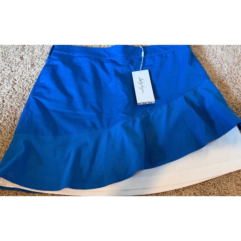 Lady Hagen Water Color Perforated Woven Skort Mid Blue Sky Diver Size 10 NEW - Picture 3 of 6